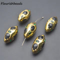 DIY Fashion Woman Jewelry Necklace Bracelet Making Gold Plated Oval Shape Green Black Stone Loose Beads