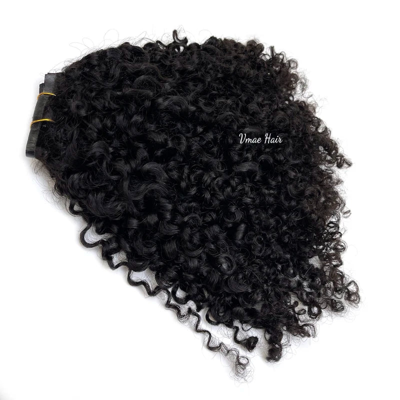 VMAE Invisible Seamless Clip Ins Hair Extensions 100g Weight Afro Kinky Curly for Salon Easy to Instal PU Clip Ins Virgin Hair