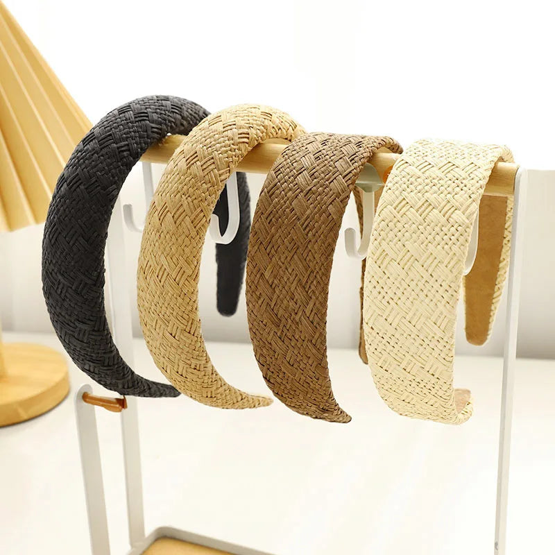 New Style Wholesale Fashionable Hair Hoop Raffia Sponge Headband Elegant Temperament Ladies Outing Headwear