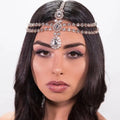 Multilayer Fabric Headband with Full Diamond Popular Bridal Forehead Chain Ornament for Women for Hair Decoration Daily Wear