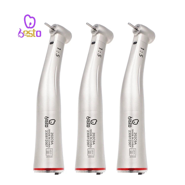 Dental 1:5 Increasing Contra Angle Fiber Optic Tips LED Titanium Max X95L Internal Electric Micromotor Low Speed Handpiece