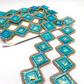 New Material Aqua Color Carnival Stones Trimming Iron on Rhinestone Trim for Sambas Costumes and Shoes Crafting