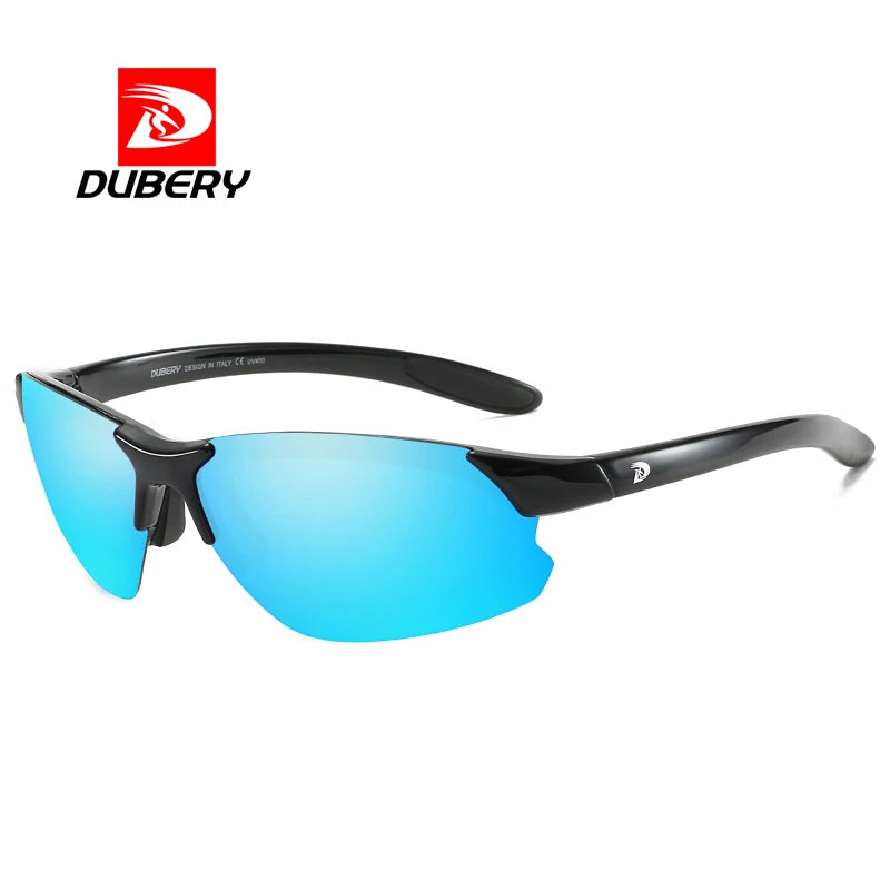 DUBERY 2026 Sport Sunglasses for Men Women Gradient Lens UV400 Eyelashes Cutting Frame Blue Transparent for Cycling Sports