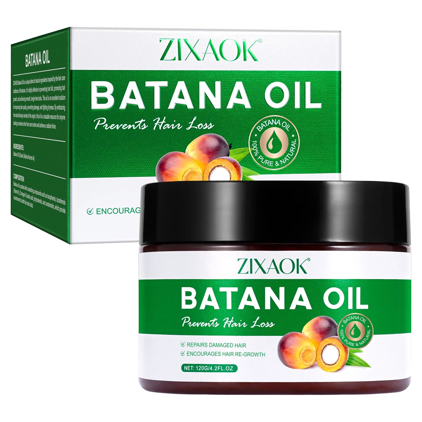 ZIXAOK Raw Batana Oil Promotes Hair Growth 100% Pure Organic Honduras Batana Oil Thick and Strong Hair for Both Women and Men