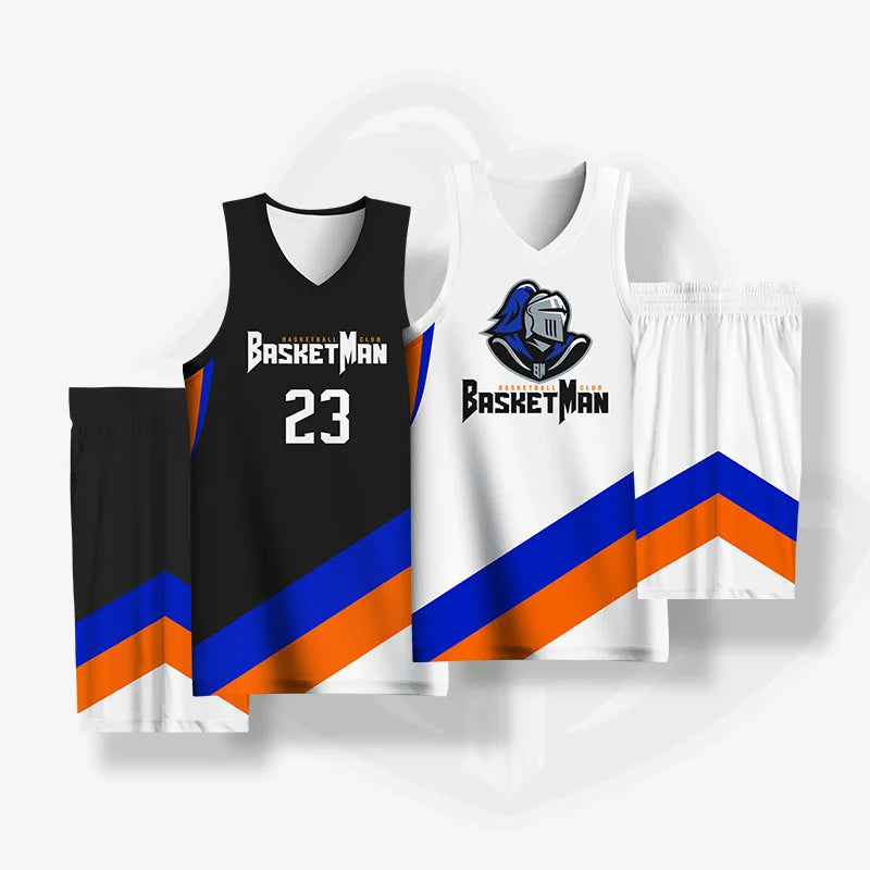 Custom Unisex Quick Dry Basketball Training Sets Breathable Sleeveless Jerseys Shorts Sublimation Printed Team Name Number Logo