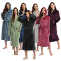 New Men's and Women's Simple Flannel Large Size Long Couple Hooded Bathrobe Autumn and Winter