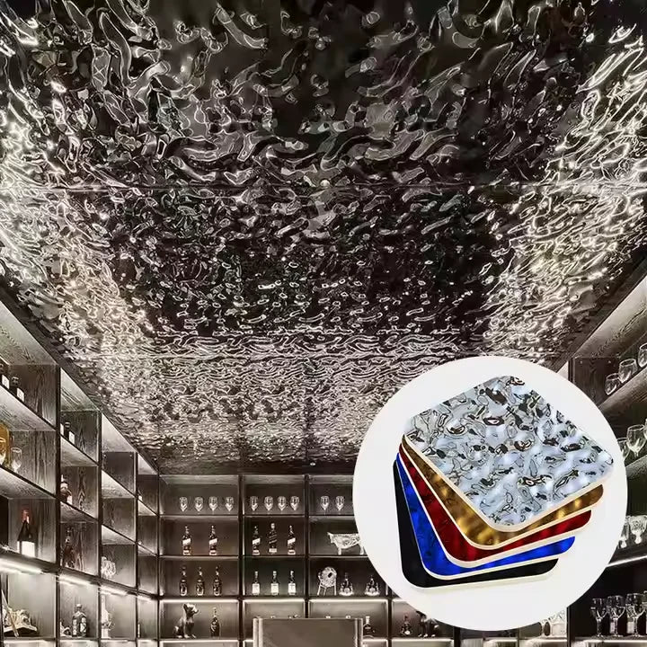 Hotel Business Super Luxury Decoration Wall Panel Ceiling Mirror Bamboo Charcoal Panel Wood Veneer