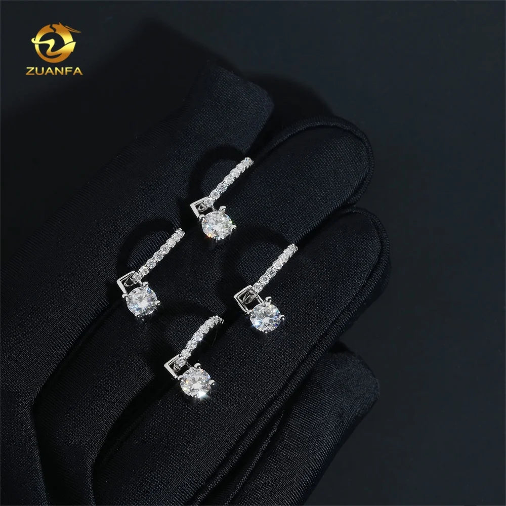 Popular Unisex Hip Hop Fashion Multiple Wear Hoops 925 Sterling Silver 0.5ct Charms Moissanite Earrings