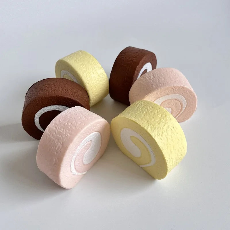 Urgent order Merrycoo New Squishy Soft Slow Rebound PU Simulation Food Swiss Roll Decompression Toy Swiss Roll Squishy Toys