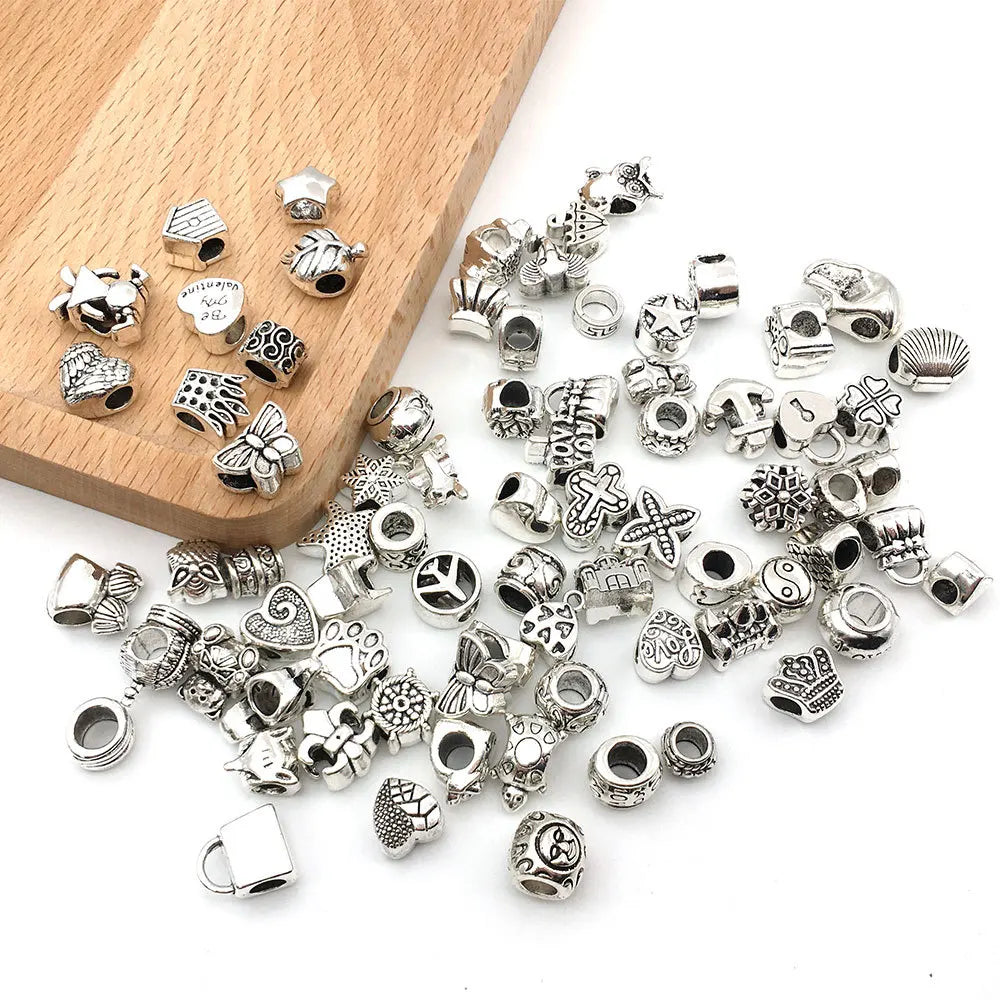 Mixed Batch Metal Keychain Accessories DIY Bracelet Necklace Large Hole Bead Jewelry Accessories