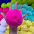 Wholesale Fluffy Faux Fur Pompoms Ball With Elastic Loops / Only Poms Environmental Friendly Imitation Rex Rabbit Fur Poms Ball