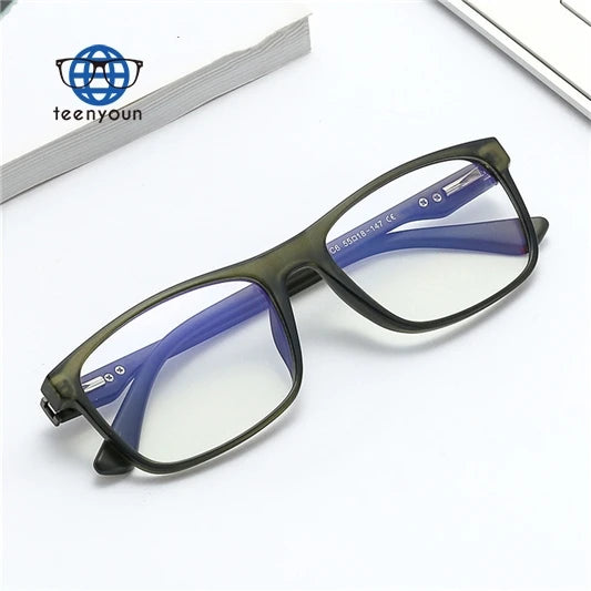 Teenyoun Eyewear Anti Blue Light Lens Business Eyeglasses Custom Myopia Glasses Rectangle Tr90 Frame Eyeglass for Men