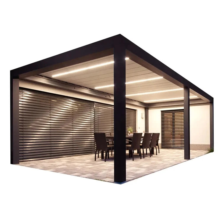 Outdoor Bioclimatic Louvre Roof Pergola Garden Houses Waterproof Gazebo Pergola Pavilion Aluminium Pergola Polycarbonate Roof