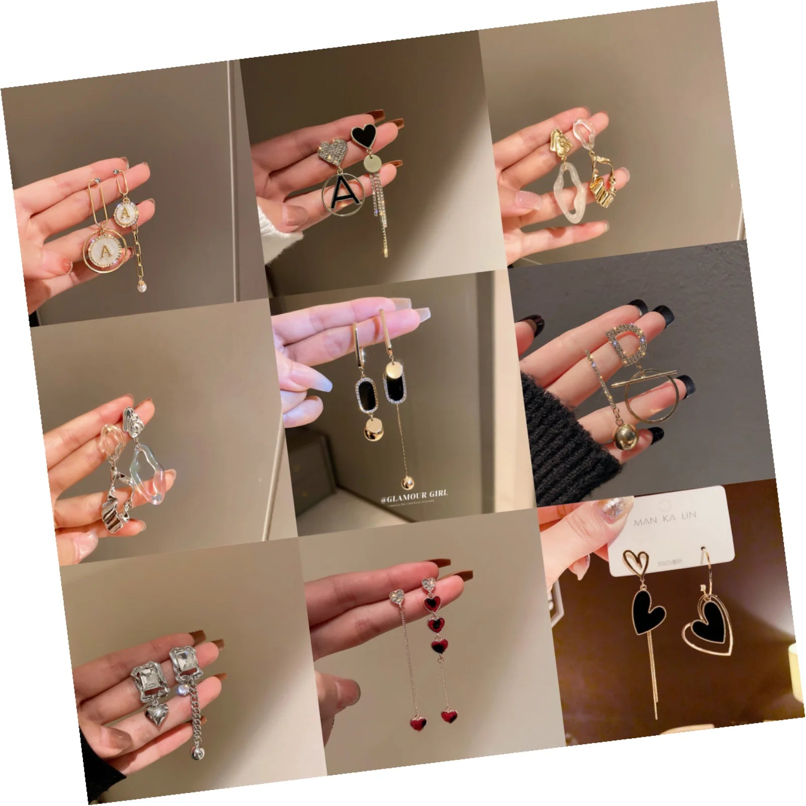 DAIHE 2023 New Exaggerated Multi-layer Round Drop Earrings Women Shiny Rhinestone Geometric Earrings for Women