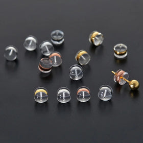 Ferrule Stainless Steel 316 Ring 18 k Gold Plated Silicone Earring Stoppers High Transparent Earring Backs Anti-slip Ear Nuts