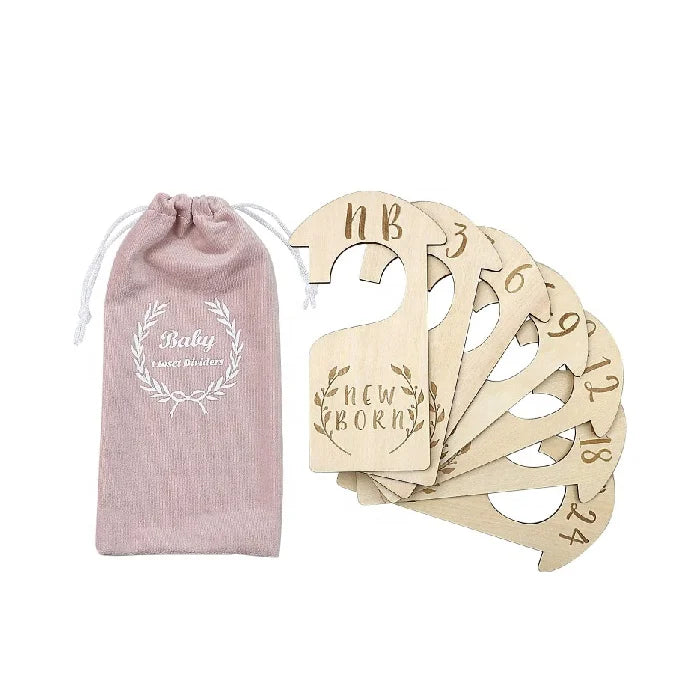 Wooden Baby Wardrobe Hanger Organizer Clothing Eco-Friendly Closet Size Dividers