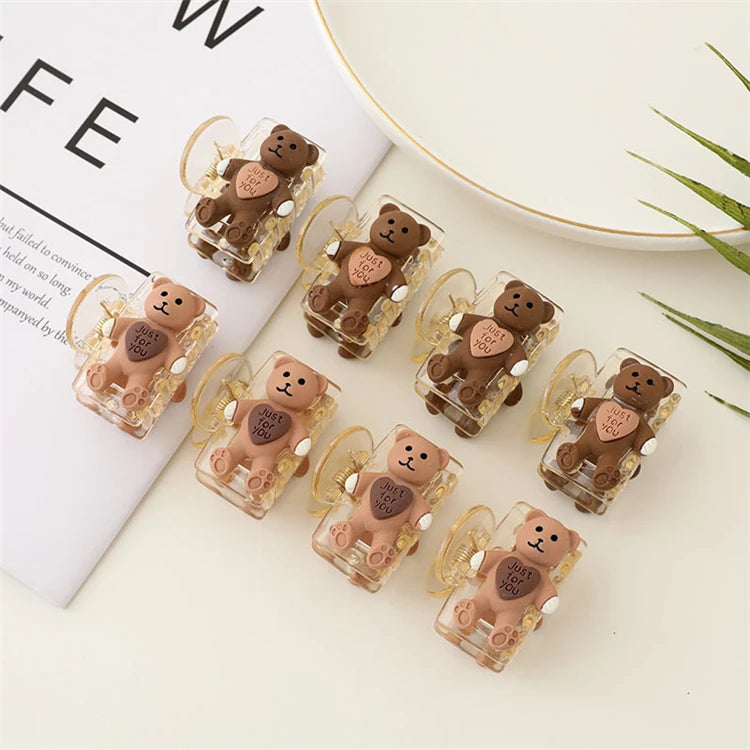 New Design Plastic Hair Claw Cute Bear High Ponytail Tail Grab Clip Hair Claws