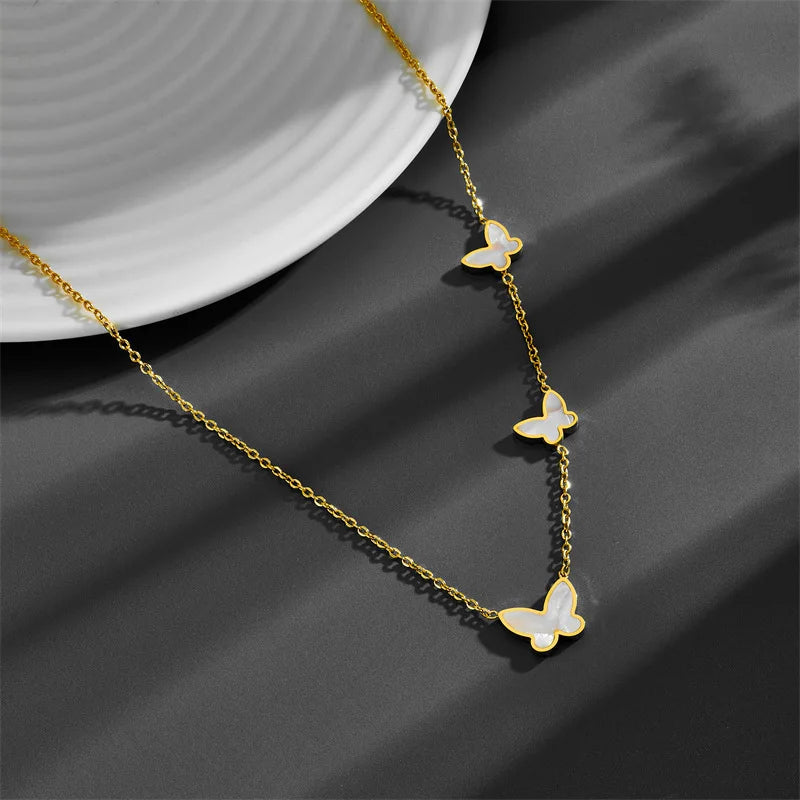 Nabest Women's 18K Gold Plated Stainless Steel Butterfly Shell Pendant Necklace Weddings Parties Engagements Anniversaries