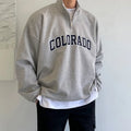 Half Zip Collar Neck Quality Crewneck Sweatshirt  Jumper Men Cotton Custom Embroidery Print