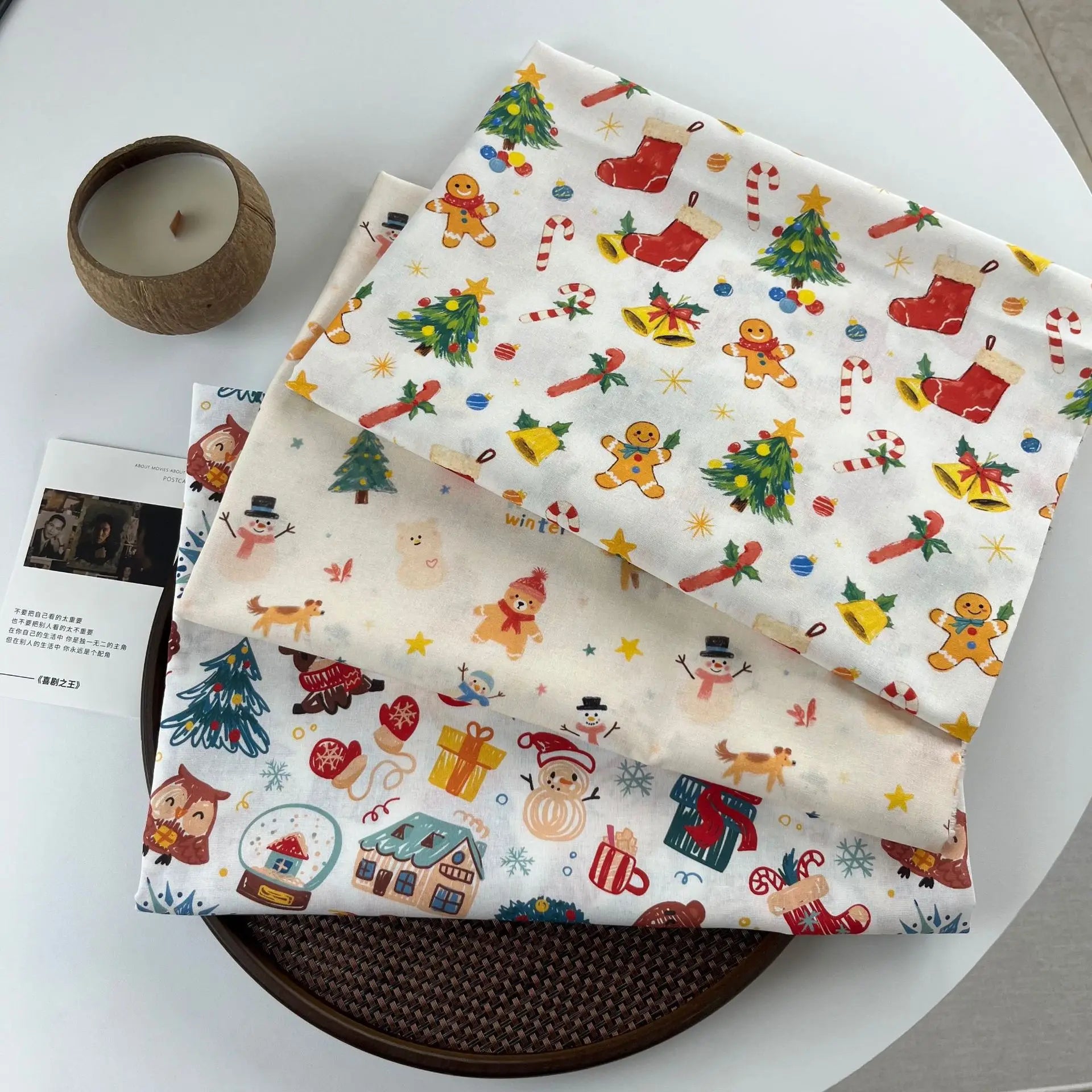 20*20 130GSM 100% Cotton Christmas Cotton Fabric Woven Digital Printing for Shirts Dresses DIY