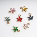 Dainty 8*11mm Five Petal Flower Pendant Colorful Pink White Emerald Zircon Dangle Charm for DIY Making Jewelry Accessories