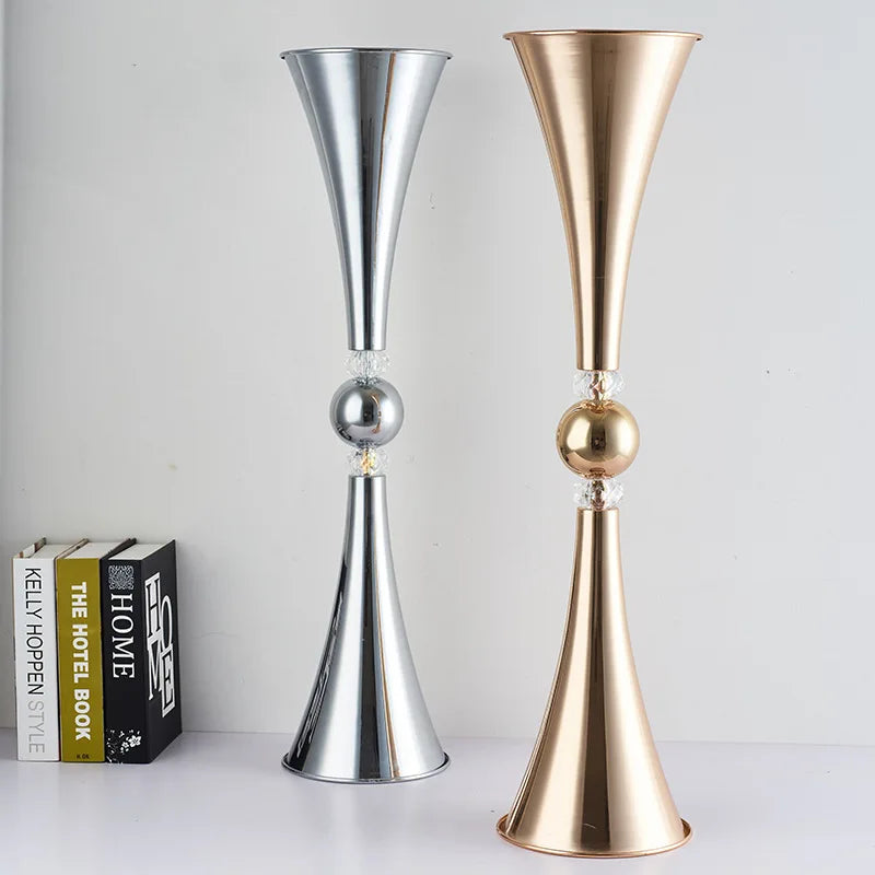 Metal Trumpet Flower Vase for Table Centerpiece Wedding Hotel Home Decoration