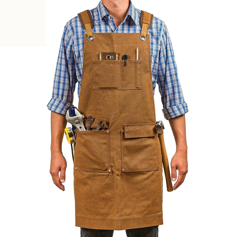 Carpenter Bib Apron Reusable Sleeveless Tool Vest for Automobile Maintenance Garden Craftsman Barber Painting Antifouling Cotton
