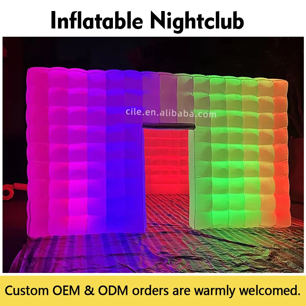 Inflatable Custom Outdoor White Waterproof Portable Photo Booth LED Light Disco NightClub Cube Inflatable Party Tent