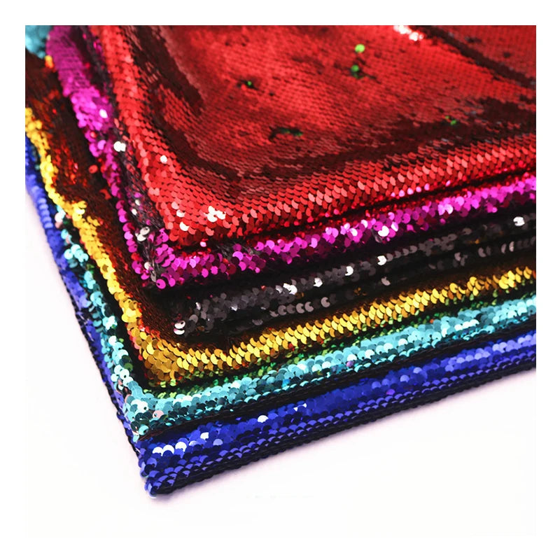 Nigeria 5mm Sequin Reversible Silver Gold Colorful Fabric Wedding Dress Fancy in Stock 5mm Mesh Sequin Fabric
