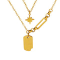 Waterproof Fashion Ladies Stainless Steel Double Layer Square Clavicle Chain Star Niche Necklace Women