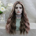 Celebrity Highlight Honey Blonde Mix Colorful Wig Heat Resistant Middle Part Futura Fiber Synthetic Wig