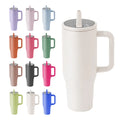 Customized Reusable 40 oz Tumbler with Handle and Flip Straw Vacuum Insulated Leakproof Tumbler Cup Insulated Water Bottle