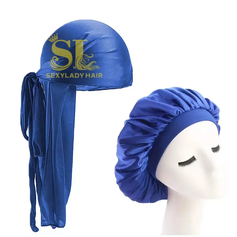 Hot Korea Velvet Men Durag Women Bonnet Matching Velvet Bonnet and Durag for Lovers