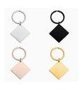 Stainless Steel Blank Square Blank Engraving Tag Keychain Keyring for DIY Gift