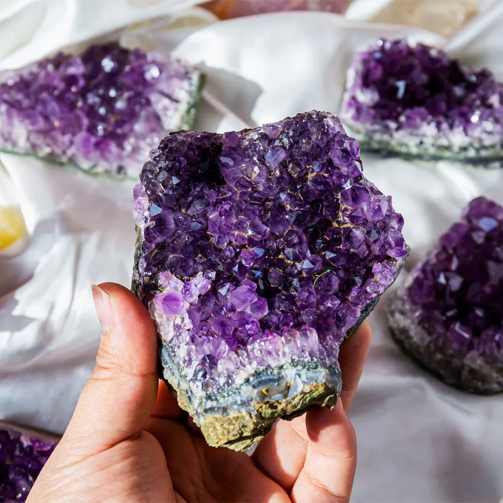 Wholesale Polished Natural Amethyst Geode Crystal Quartz Folk Crafts Wind Chime Feng Shui Home Decor