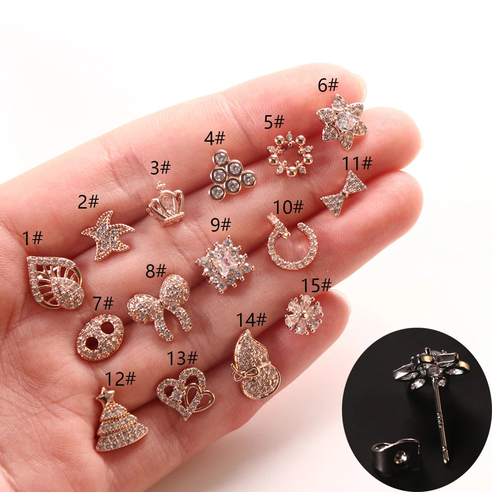 Sweet and Exquisite butterfly Bow Inlaid Zirconium Earrings Small and Trendy Light Luxury High-end Feeling Earrings