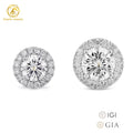 Halo Earrings IGI Certificate CVD HPHT  1ct 2ct D VS1 Lab Created Diamond 14K 18K Gold Earrings Lab Grown Diamond Stud Earrings