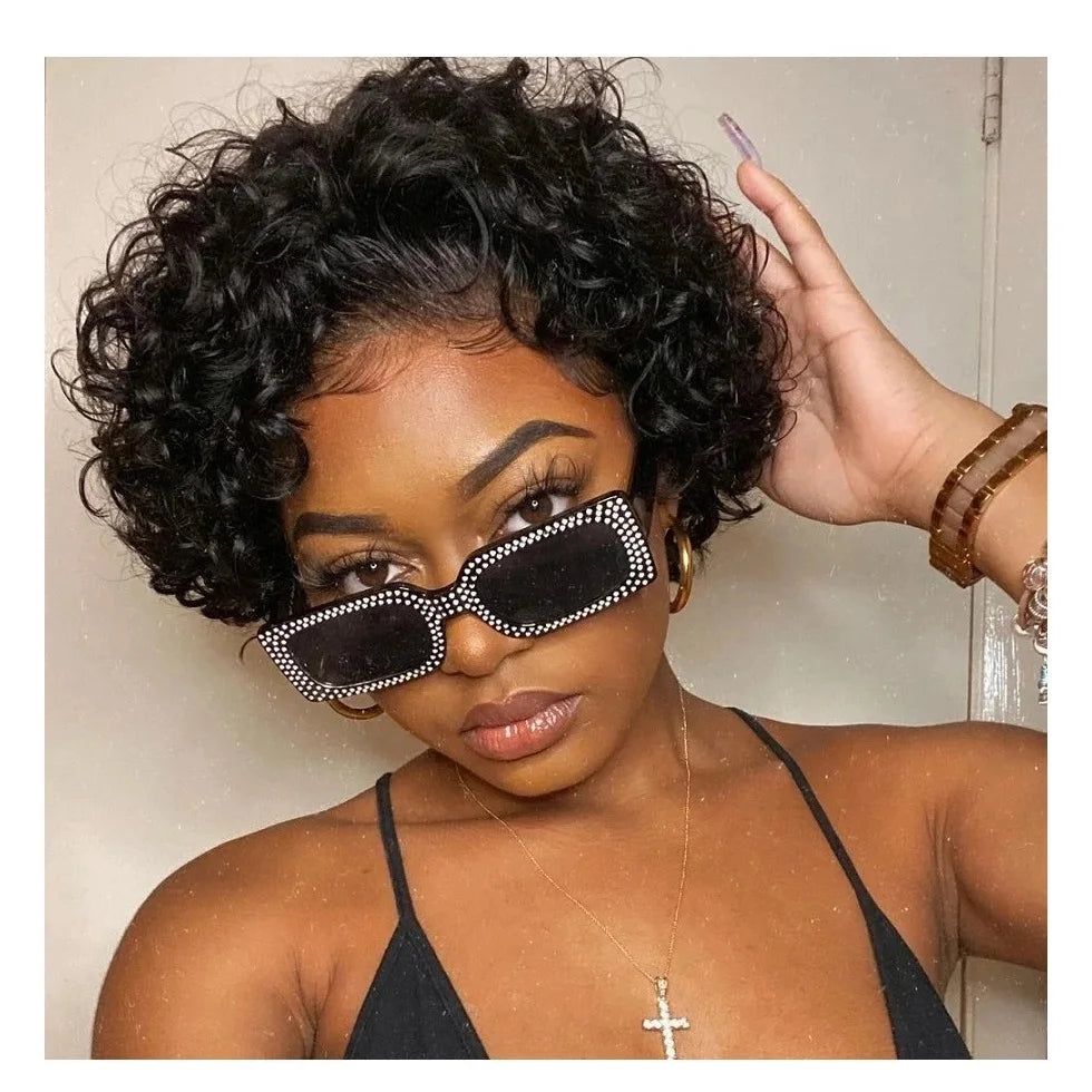 Wholesale Lace Front Bob Wig for Black Women Short Curly Pixie Cut Wigs Full 13x4 Lace Frontal Raw Virgin Human Hair Wigs