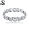 Hot Selling Classic Jewelry Unique Design With Square Shape Full Diamond Cubic Zircon Tennis Chain Couple Bracelet