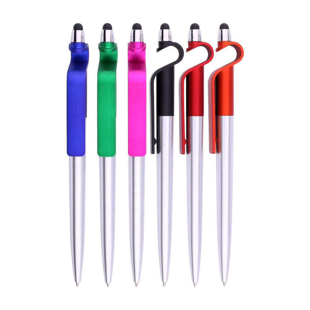 3 in 1 Stock Stylus Plastic Ballpoint Pen Twist Pen Phone Holder Stylus Head With Custom Logo Cheap Promotional Pen Touch Screen