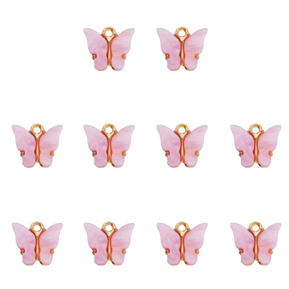 14*14MM Mixed Alloy Butterfly Enamel Charms Pendants Acrylic Alloy Butterfly Dangles DIY Craft Jewelry Making Accessory