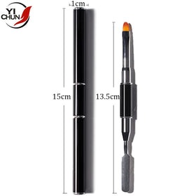 Double Head Professional Crystal Carved Plastic Copper Spatula Nail Art Brush Extension Pen 10 Pcs for Nail Gel Manicure