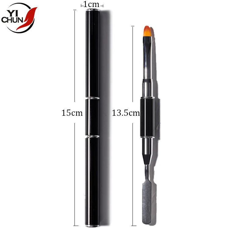 Double Head Professional Crystal Carved Plastic Copper Spatula Nail Art Brush Extension Pen 10 Pcs for Nail Gel Manicure