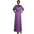 Plain Color O Neck Drawstring Waist Zipper Cuff Free Size Simple Style Soft Material Muslim Women Eid Abaya Dress