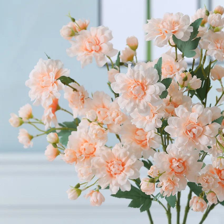 O-X509 Wholesale Home Wedding Decor Mini Peony Artificial Flower White Silk Peony Real Touch Long Stem Peony Rose Flower Branch