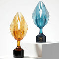Liuli Glass Trophy Angel Wing Eagle Pate De Verre Crystal Award Extra Large Custom Engraved