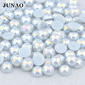 JUNAO Wholesale 2 3 4 5 6 7 mm Flat Back Light Grey AB Pearl Beads ABS Half Round Pearls Rhinestone for DIY Craft