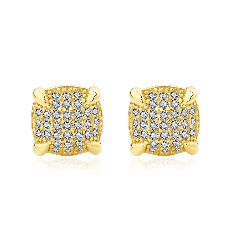 Minimalist Gold Plating Geometric Stud Earrings Jewelry 925 Silver Tiny Zircon square Cut Stud Earrings for Women