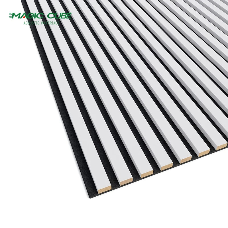 High Density PET MDF Slatted Wood Veneer Acoustic Panel with Polyester Slat MQ Acoustics Brand 5 Year Warranty for Office Use