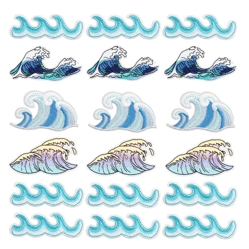 Iron on Embroidered Various Wave  Patch for Clothing Hat Bag Decoration